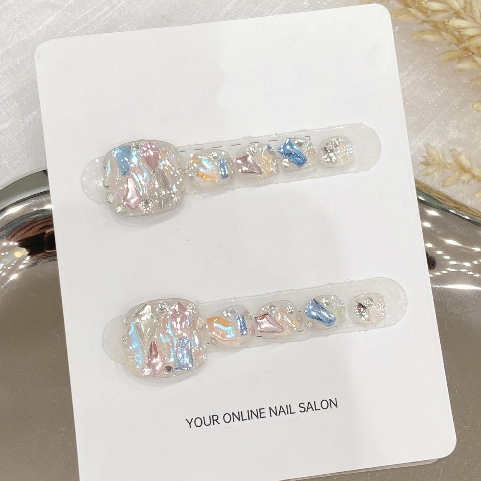 Nail Art Glitter - Handmade Press On Nails Transparent Sequins