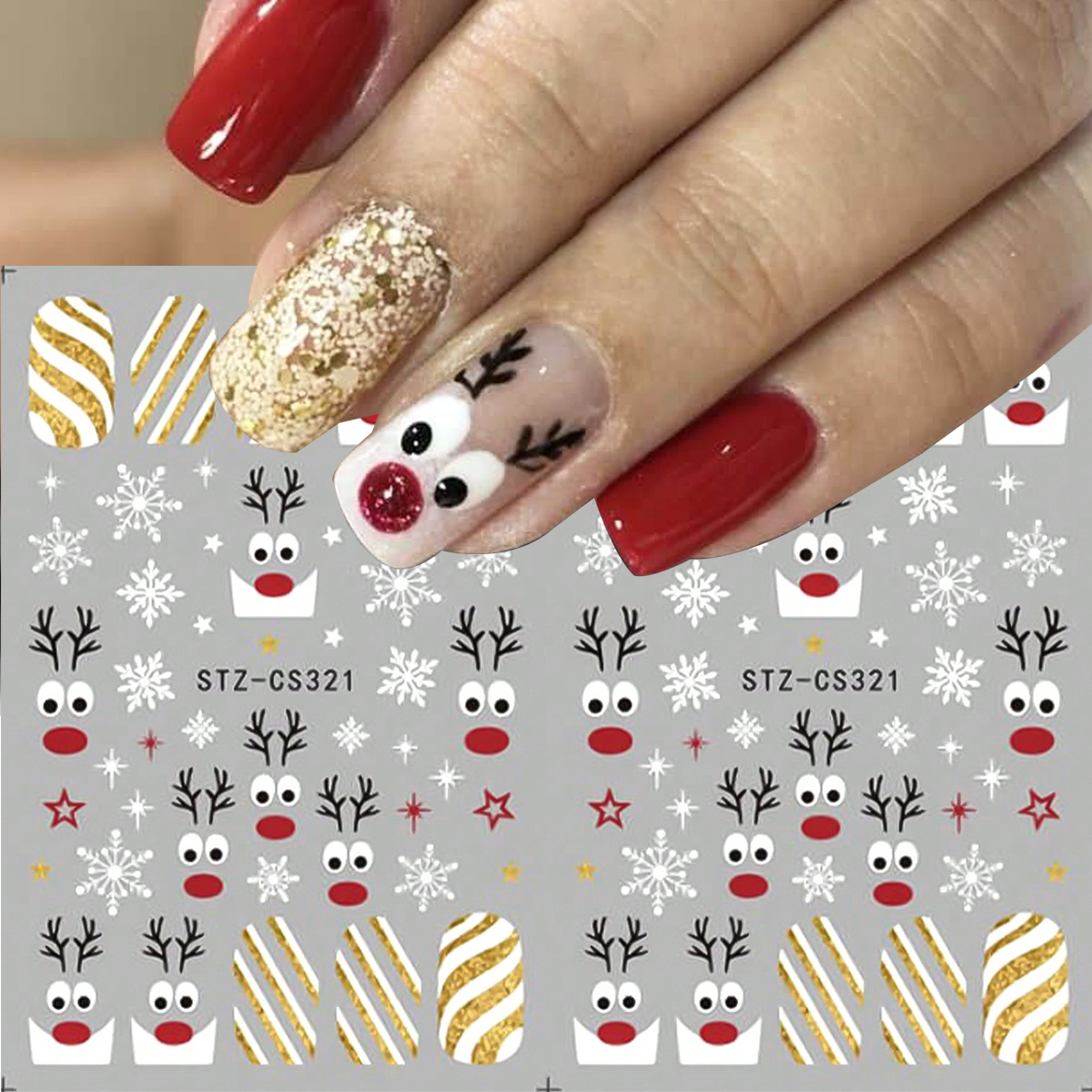 Nail Art Xmas Design - 2pcs Christmas Nail Art Stickers Cute