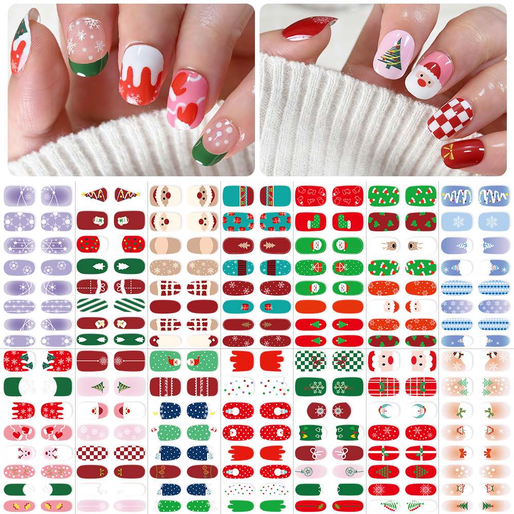 Nail Art Xmas Design - 16Tips Christmas Nail Polish Stickers Baking