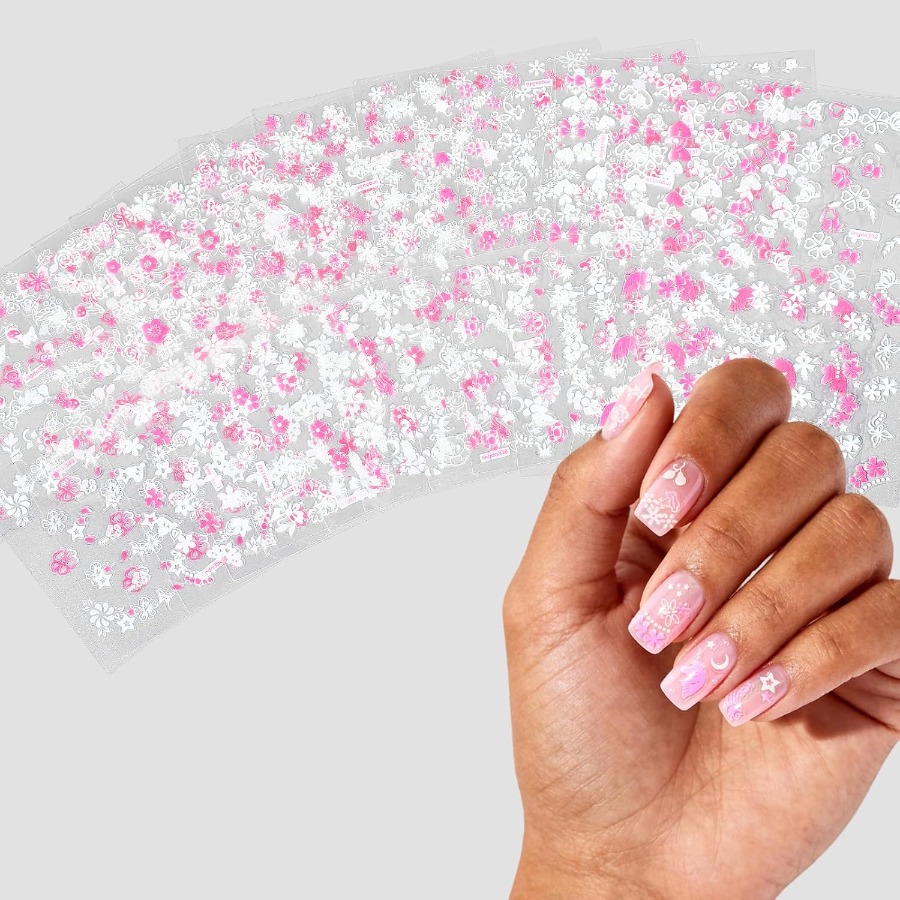 Nail Art Pink - 30 Sheets 3D Self Adhesive Floral