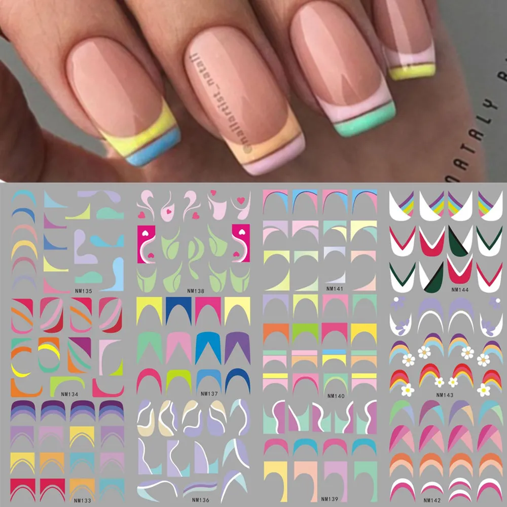 Nail Art Rainbow - French Tips Nail Slider Stickers Tattoo