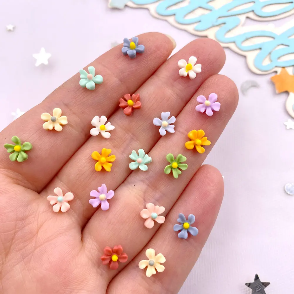 Nail Art Wedding - 100Pcs 7mm Resin 3D Colorful Mini