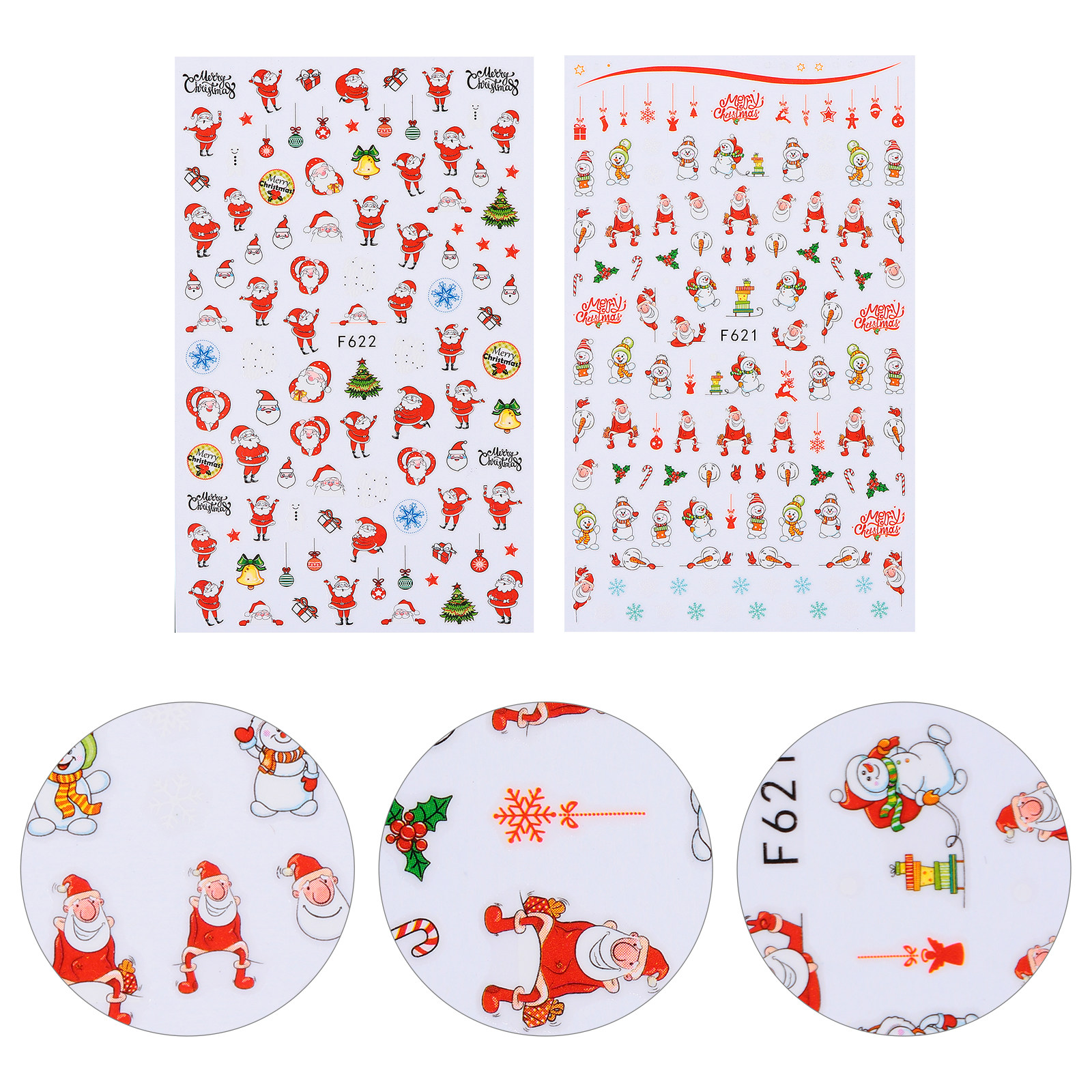 Nail Art Xmas Stickers - 6 Sheets Christmas Nail Stickers DIY