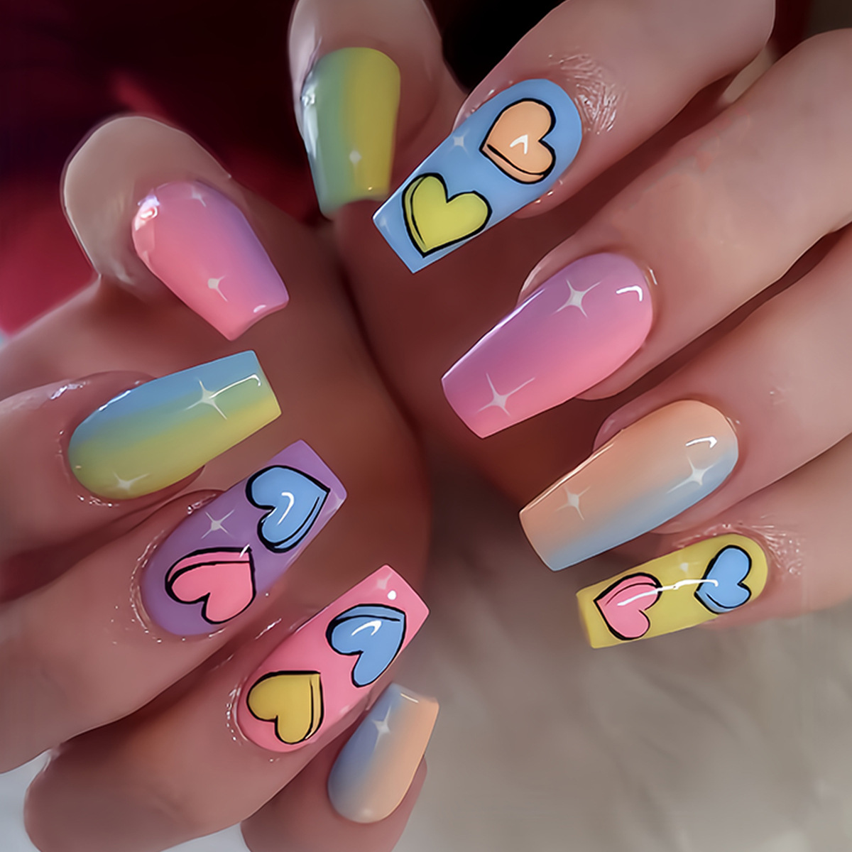 Nail Art Wedding - Short Medium fake nails gradient purple