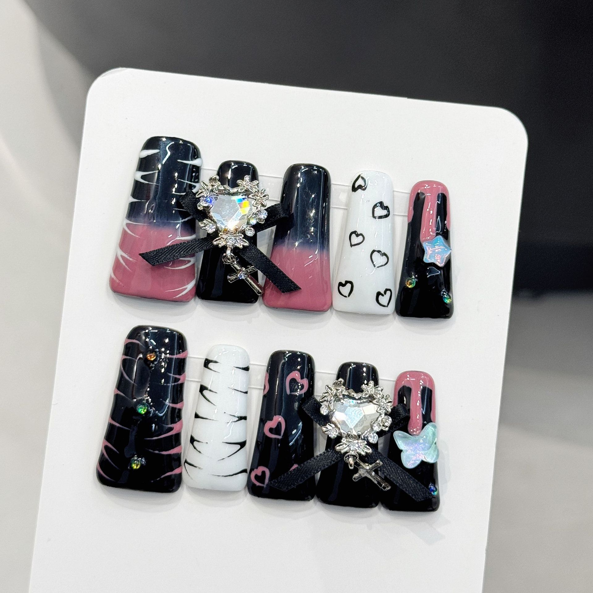 Nail Art Pink - 10pcs Pure Hand Pressed Long Duck