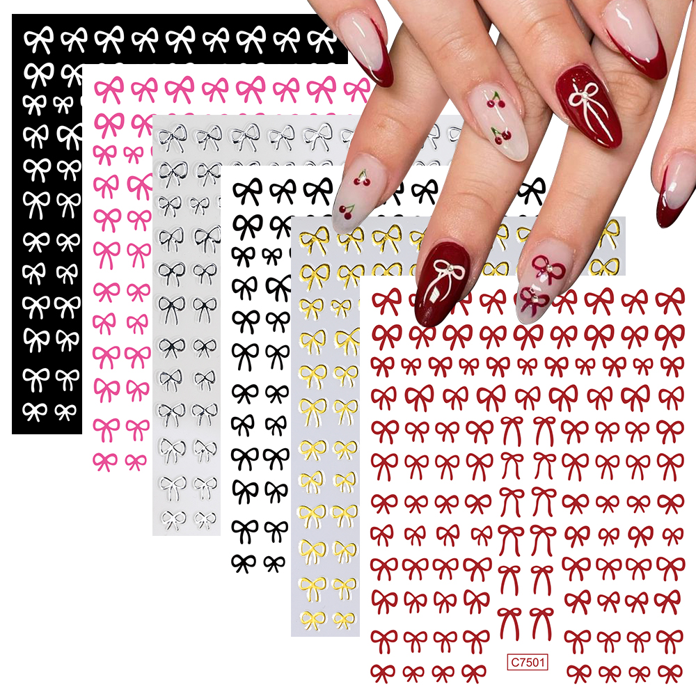 Nail Art Wedding - 6Pcs Kawaii Bow Nail Art Stickers