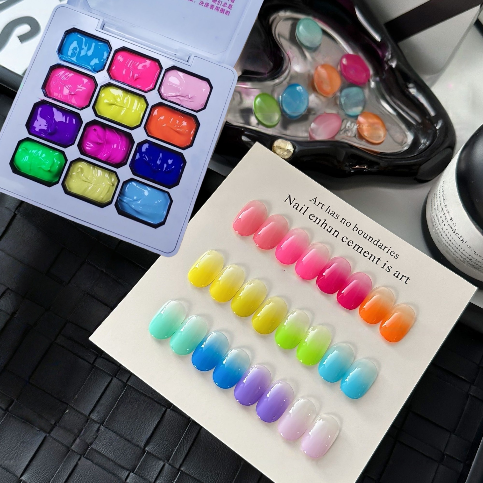 Nail Art Rainbow - 12 Color Rainbow Solid Nail Polish