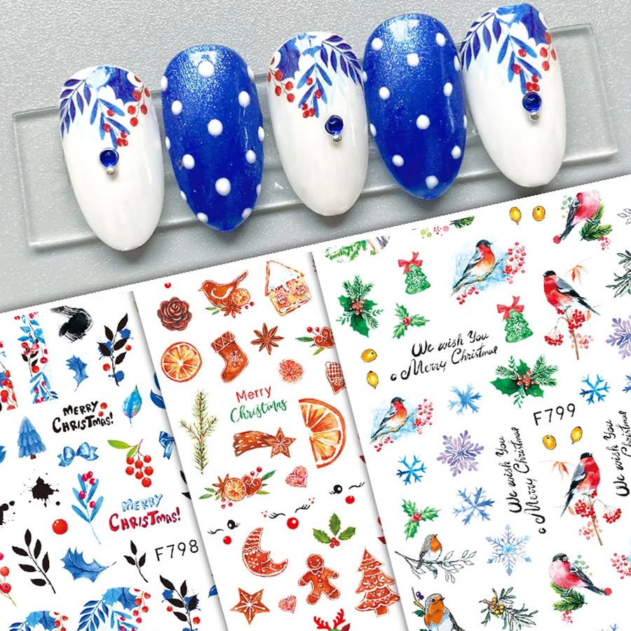 Nail Art Xmas Design - Christmas Nail Stickers Festive Winter Snowflake