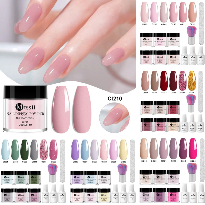 Nail Art Natural Pink - 11pcs/set Nail Dipping Powder Natural Dry