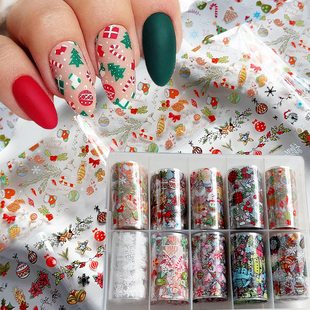 Nail Art Xmas Design - 10 Rolls Christmas Nail Art Foils