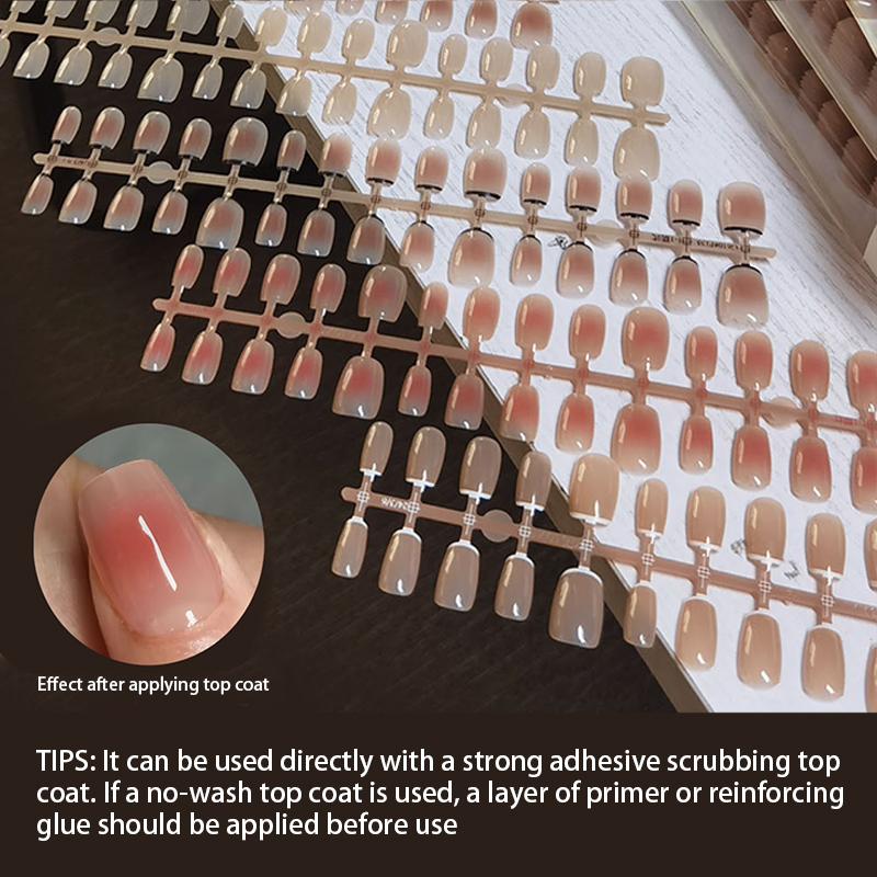 Nail Art Pink - 30Pcs French Gradient Short Ballet Nails