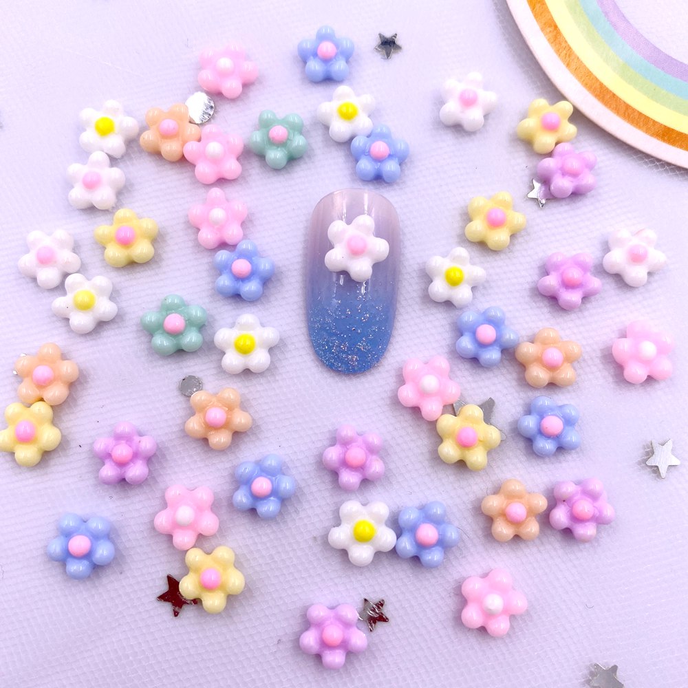 Nail Art Wedding - 100Pcs 8mm Resin 3D Colorful Kawaii