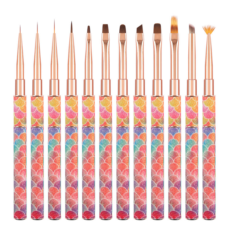 Nail Art Rainbow - 1/12PCS Rainbow Gradient Nail Art Brush