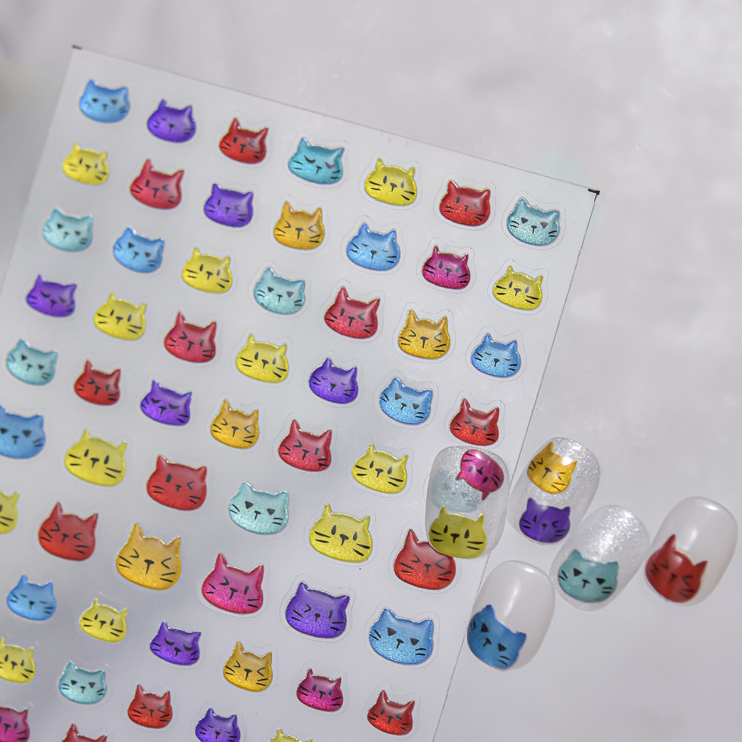Nail Art Rainbow - Funny Pet 5D Nail Stickers Metal