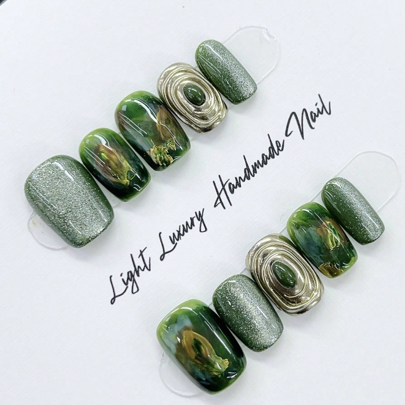 Nail Art Glitter - 10pcs pure hand pressed short square