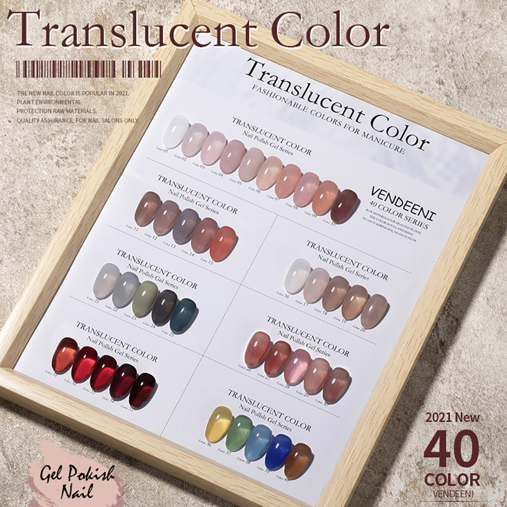 Nail Art Natural Pink - Vendeeni 40 Colors Semi Transparent Gel