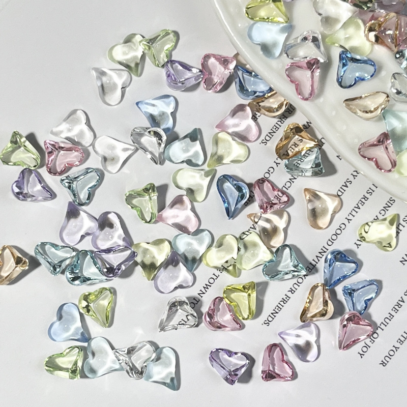 50pcs Shiny Heart Nail Art Rhi - Nail Art Lotso ulasan dan harga