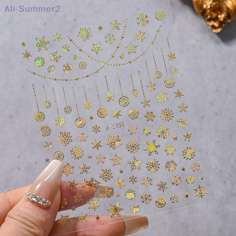 1 Sheet Christmas 5D Relief Go - Nail Art Xmas Stickers ulasan dan harga