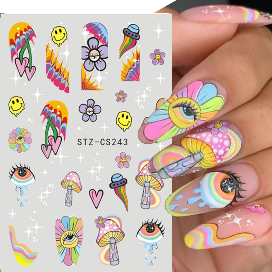 9pcs Evil Eye Flower Nail Stic - Nail Art Van Gogh ulasan dan harga