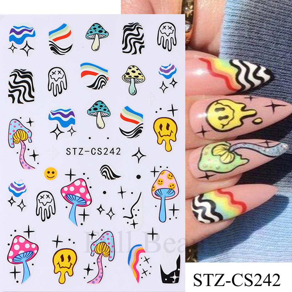 9pcs Evil Eye Flower Nail Stic - Nail Art Van Gogh ulasan dan harga