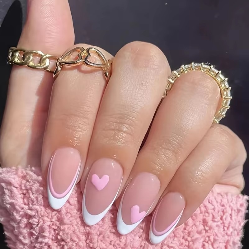 Pink Heart-Shaped 24-Piece Wat - Nail Art France ulasan dan harga