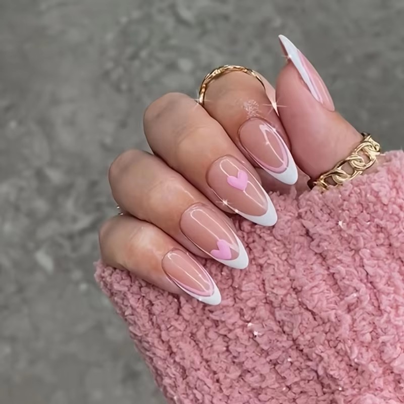 Pink Heart-Shaped 24-Piece Wat - Nail Art France ulasan dan harga