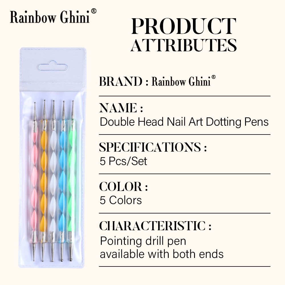 Rainbow Ghini 5pcs/set Round D - Nail Art Rainbow ulasan dan harga