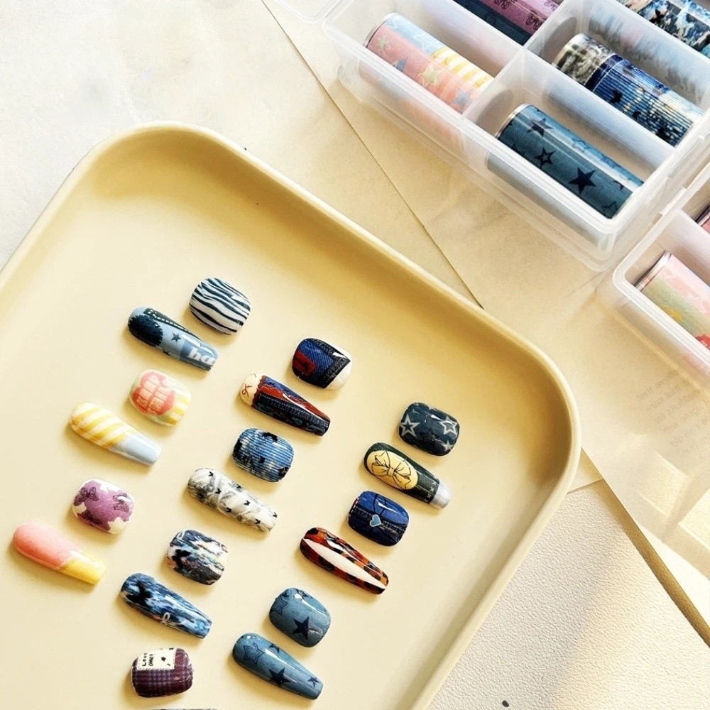 10Rolls Colorful Nail Foils Tr - Nail Art Denim ulasan dan harga