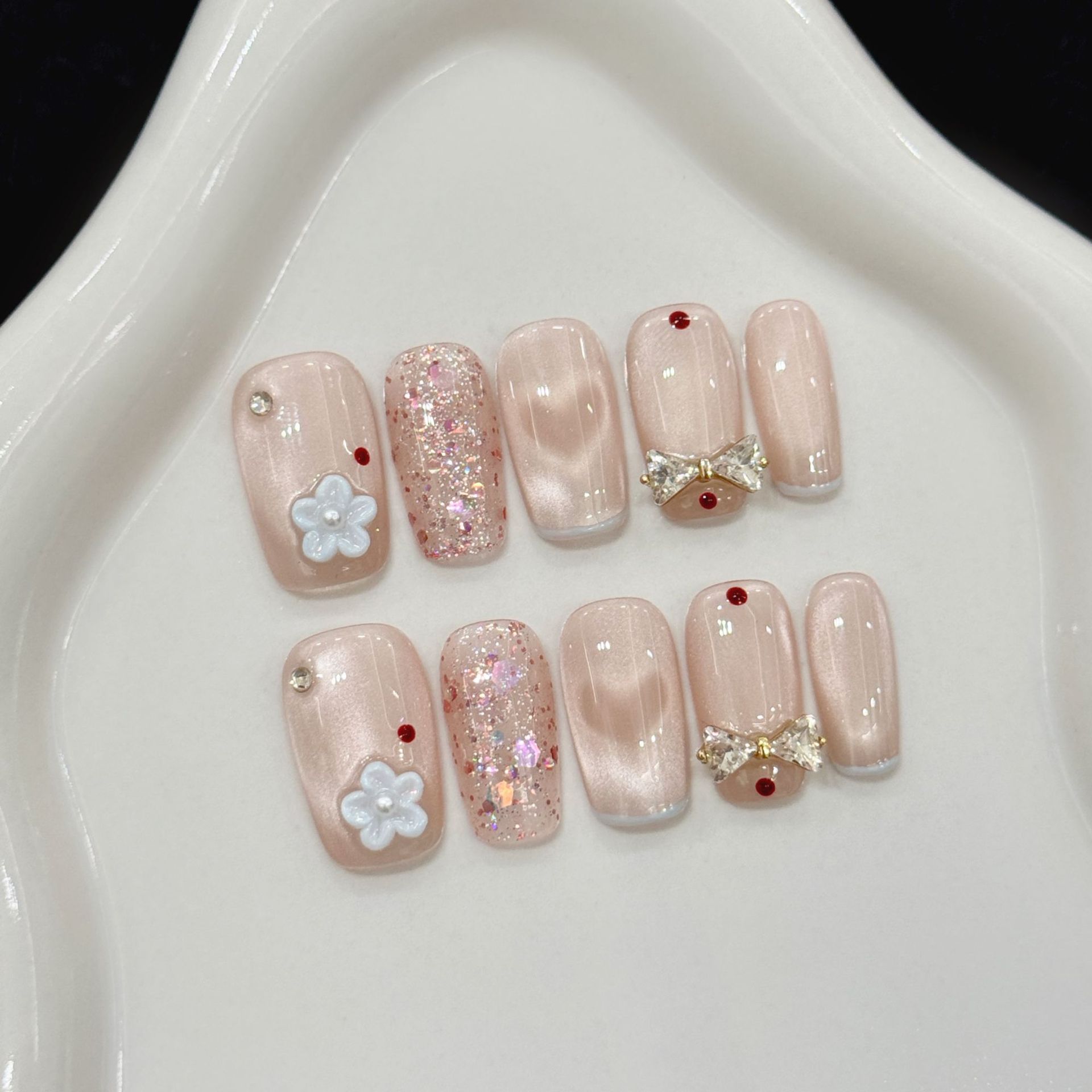 10pcs Glitter Love Design Hand - Nail Art Glitter ulasan dan harga