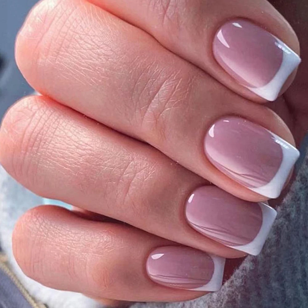 24PCS Short Square Fake Nails, - Nail Art Pink ulasan dan harga