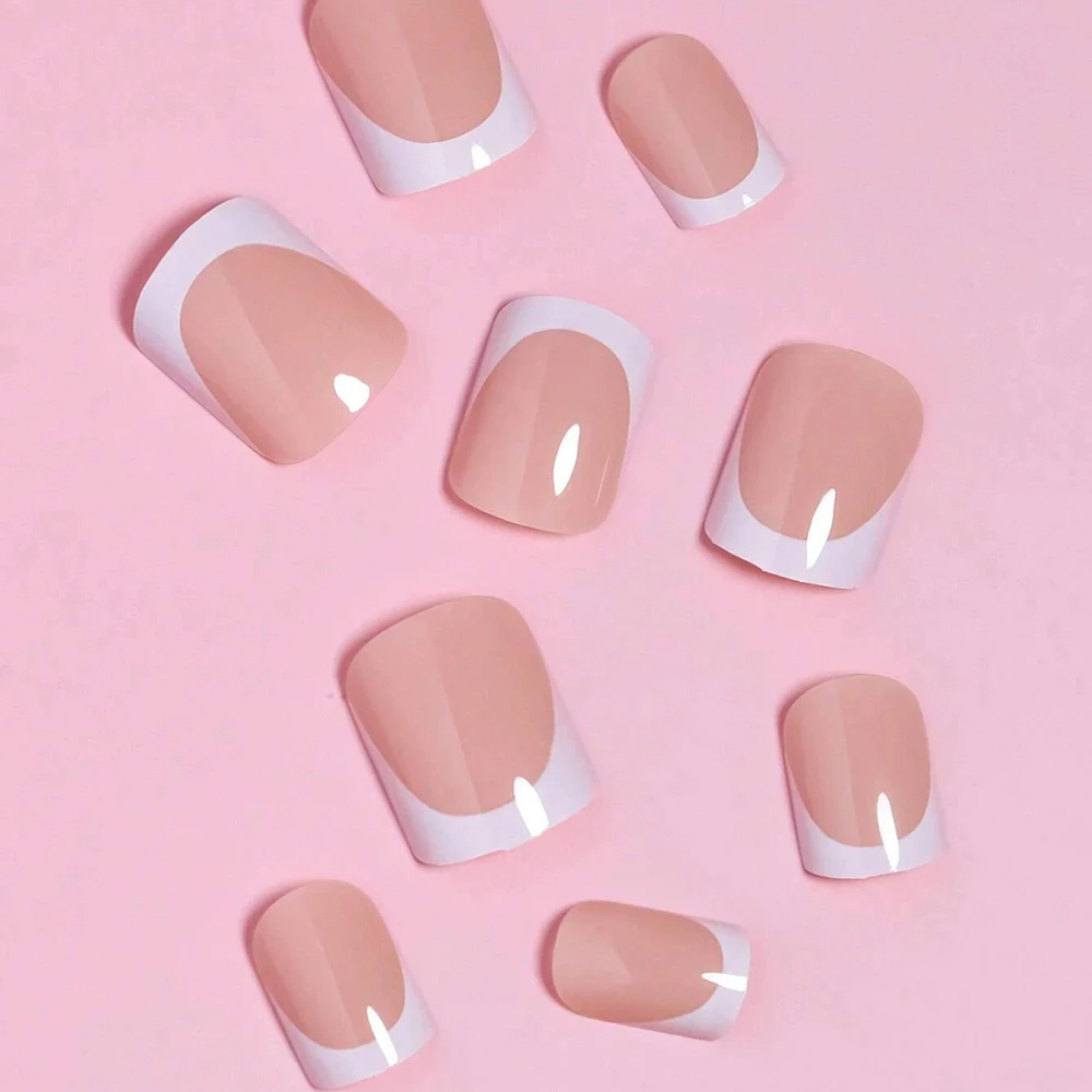 24PCS Short Square Fake Nails, - Nail Art Pink ulasan dan harga