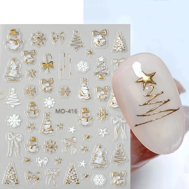 Gold Christmas Nail Art Sticke - Nail Art Xmas Stickers ulasan dan harga