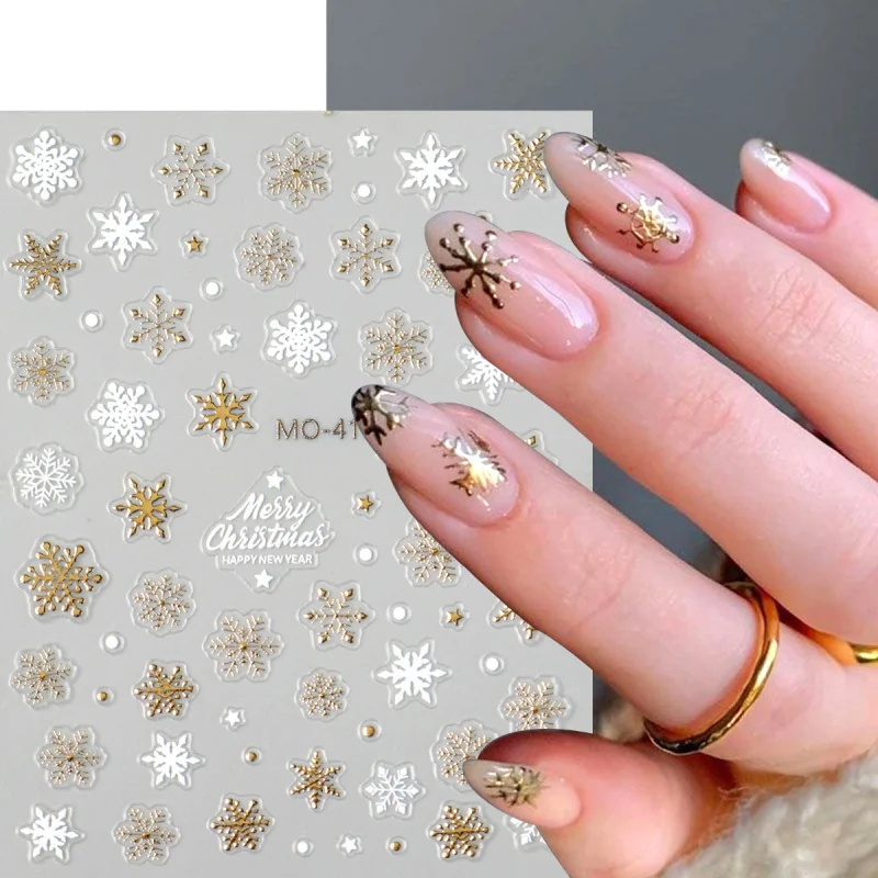 Gold Christmas Nail Art Sticke - Nail Art Xmas Stickers ulasan dan harga