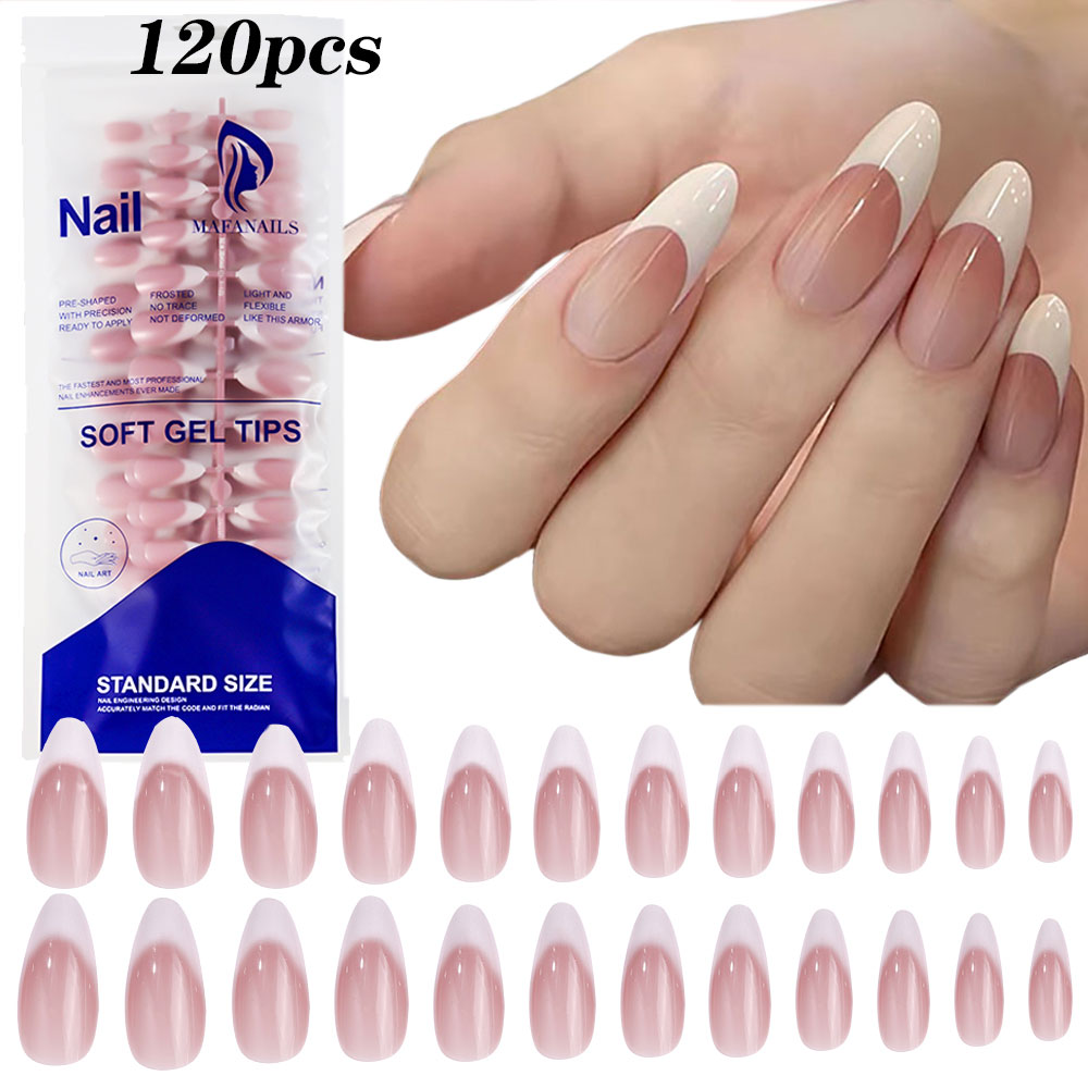 120pcs Pink Medium Almond Fren - Nail Art Pink ulasan dan harga