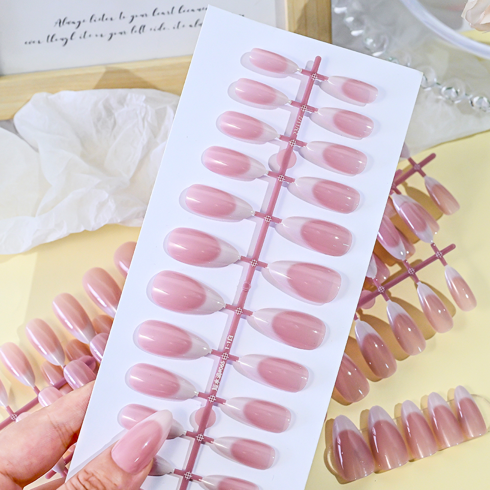 120pcs Pink Medium Almond Fren - Nail Art Pink ulasan dan harga