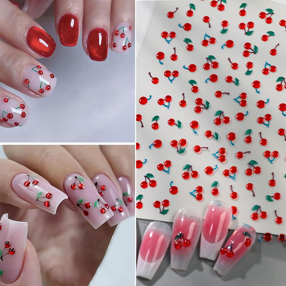 1/2Pcs 5D Red Crystal Cherry N - Nail Art Van Gogh ulasan dan harga