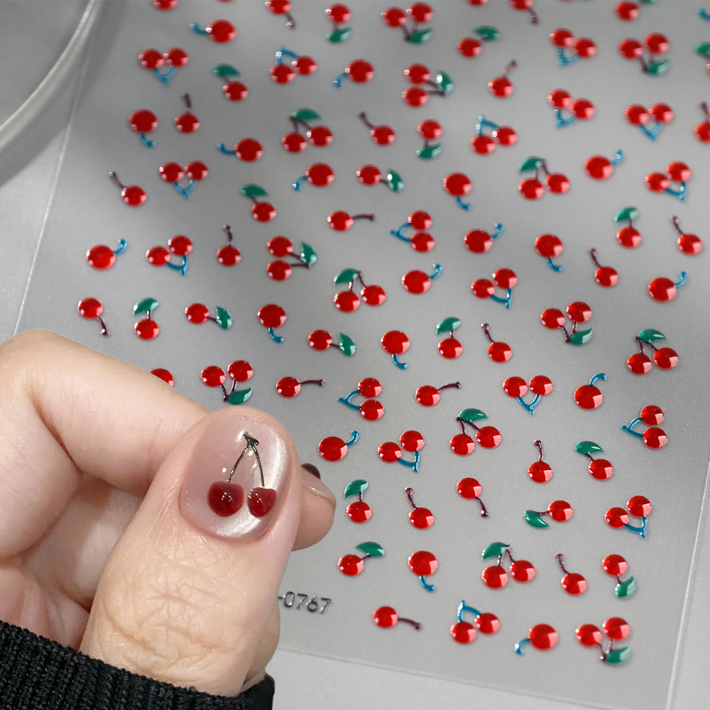 1/2Pcs 5D Red Crystal Cherry N - Nail Art Van Gogh ulasan dan harga