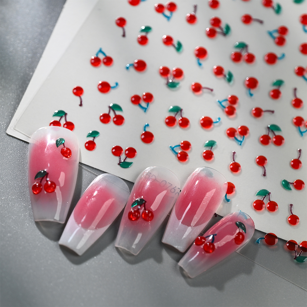 1/2Pcs 5D Red Crystal Cherry N - Nail Art Van Gogh ulasan dan harga