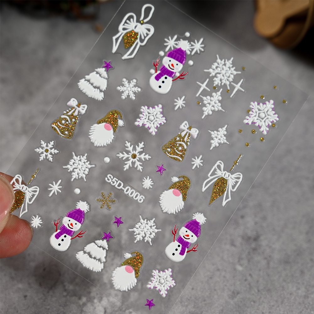 5D Gold Silver Glitter Christm - Nail Art Xmas Stickers ulasan dan harga