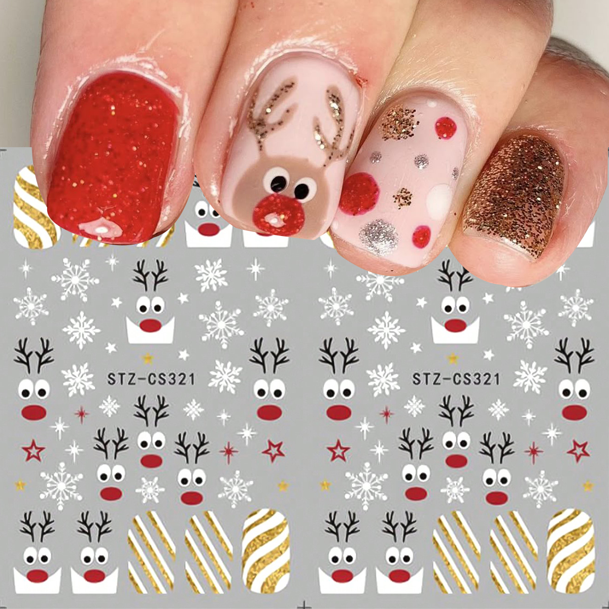 2pcs Christmas Nail Art Sticke - Nail Art Xmas Design ulasan dan harga