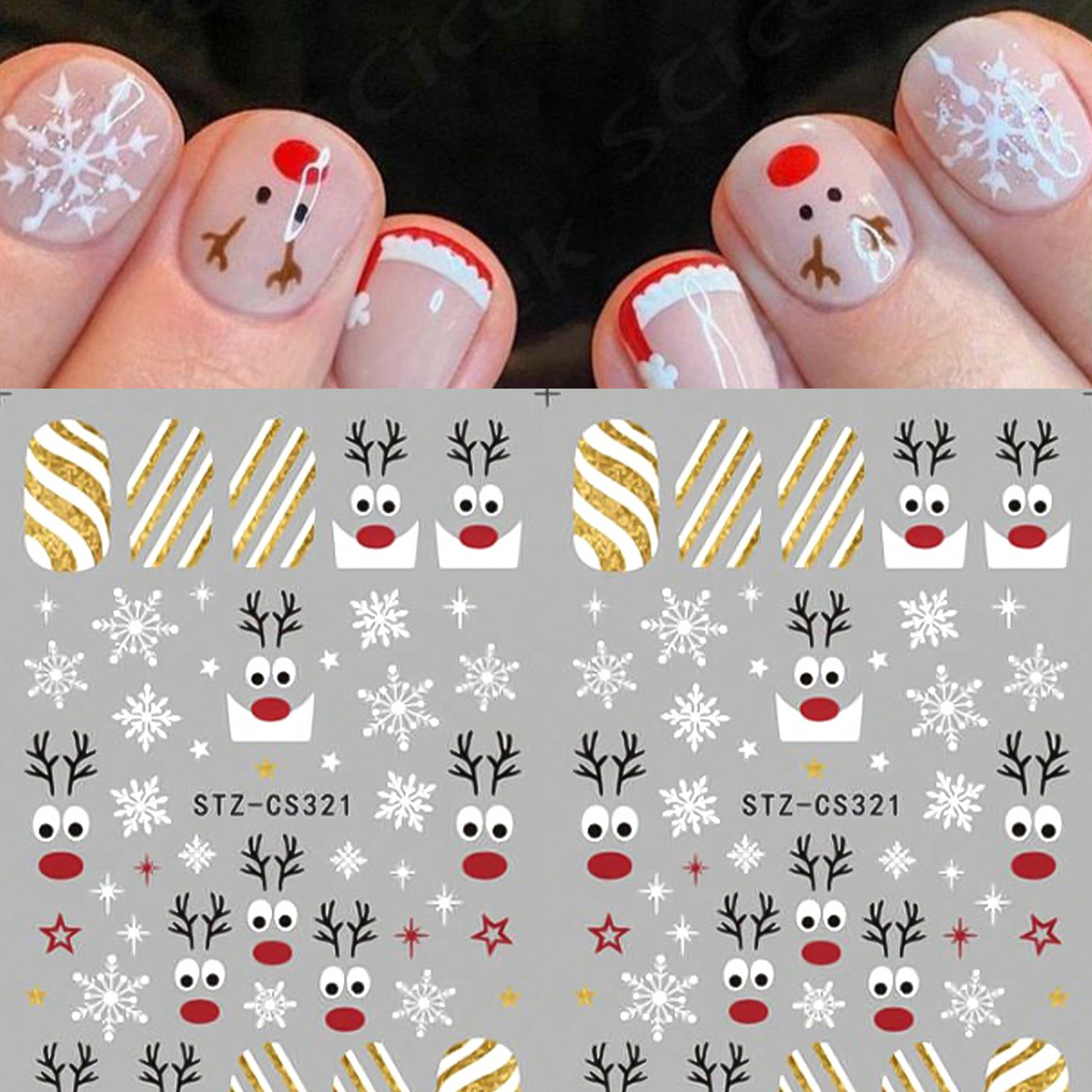2pcs Christmas Nail Art Sticke - Nail Art Xmas Design ulasan dan harga