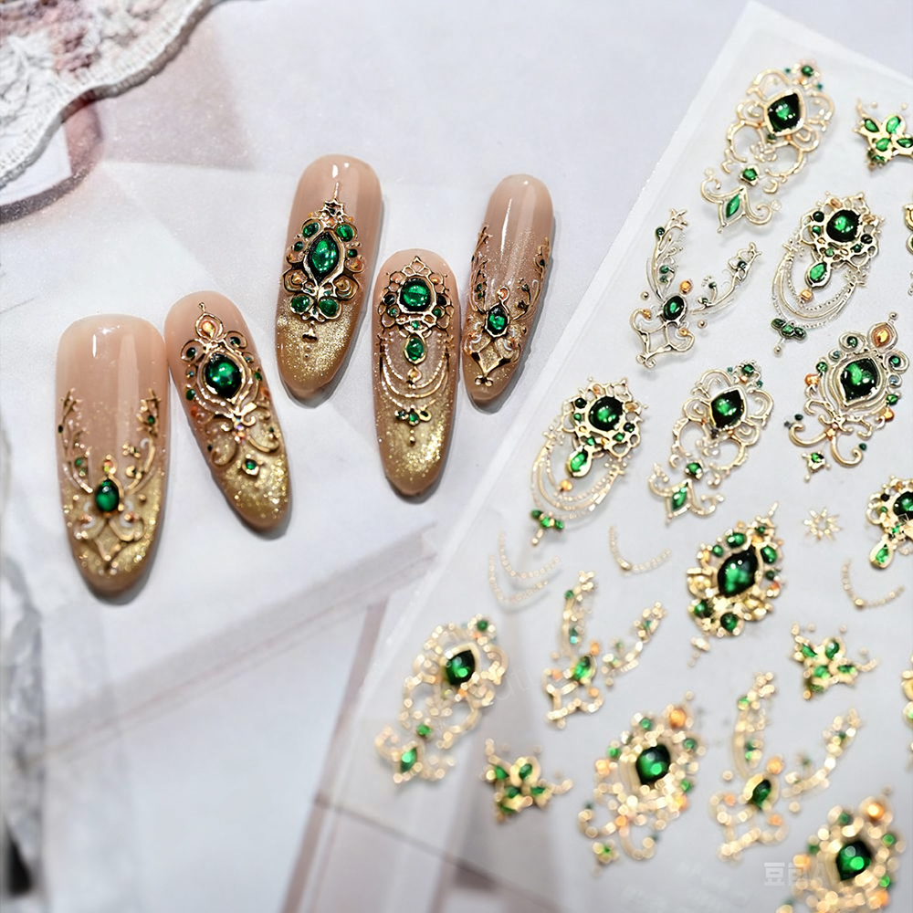 5D Embossed Emerald Gemstones  - Nail Art Van Gogh ulasan dan harga