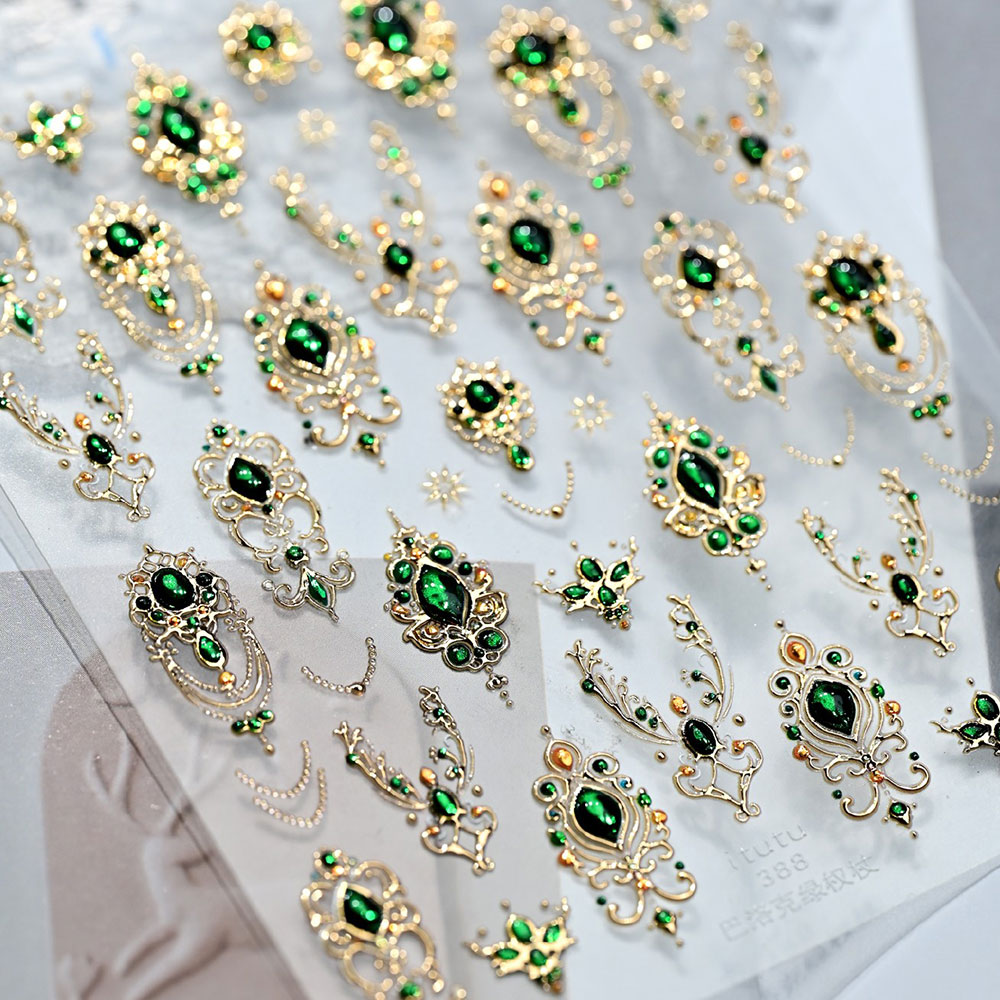 5D Embossed Emerald Gemstones  - Nail Art Van Gogh ulasan dan harga