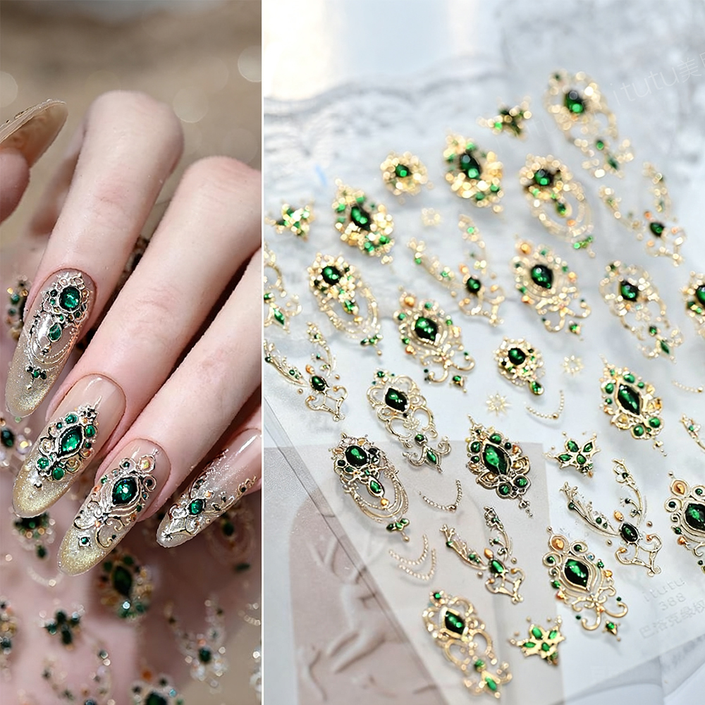 5D Embossed Emerald Gemstones  - Nail Art Van Gogh ulasan dan harga