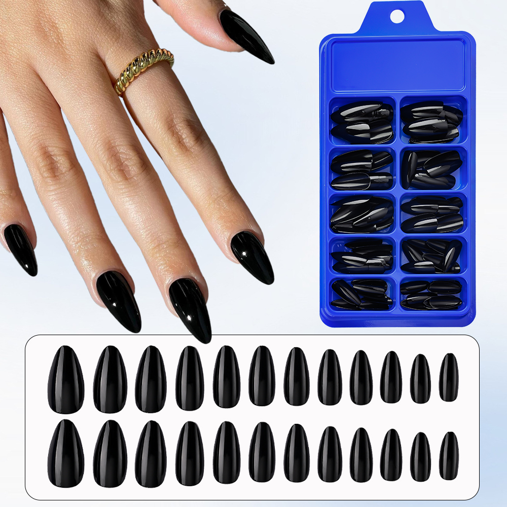 100Pcs Almond Press on Nails M - Nail Art Pink ulasan dan harga