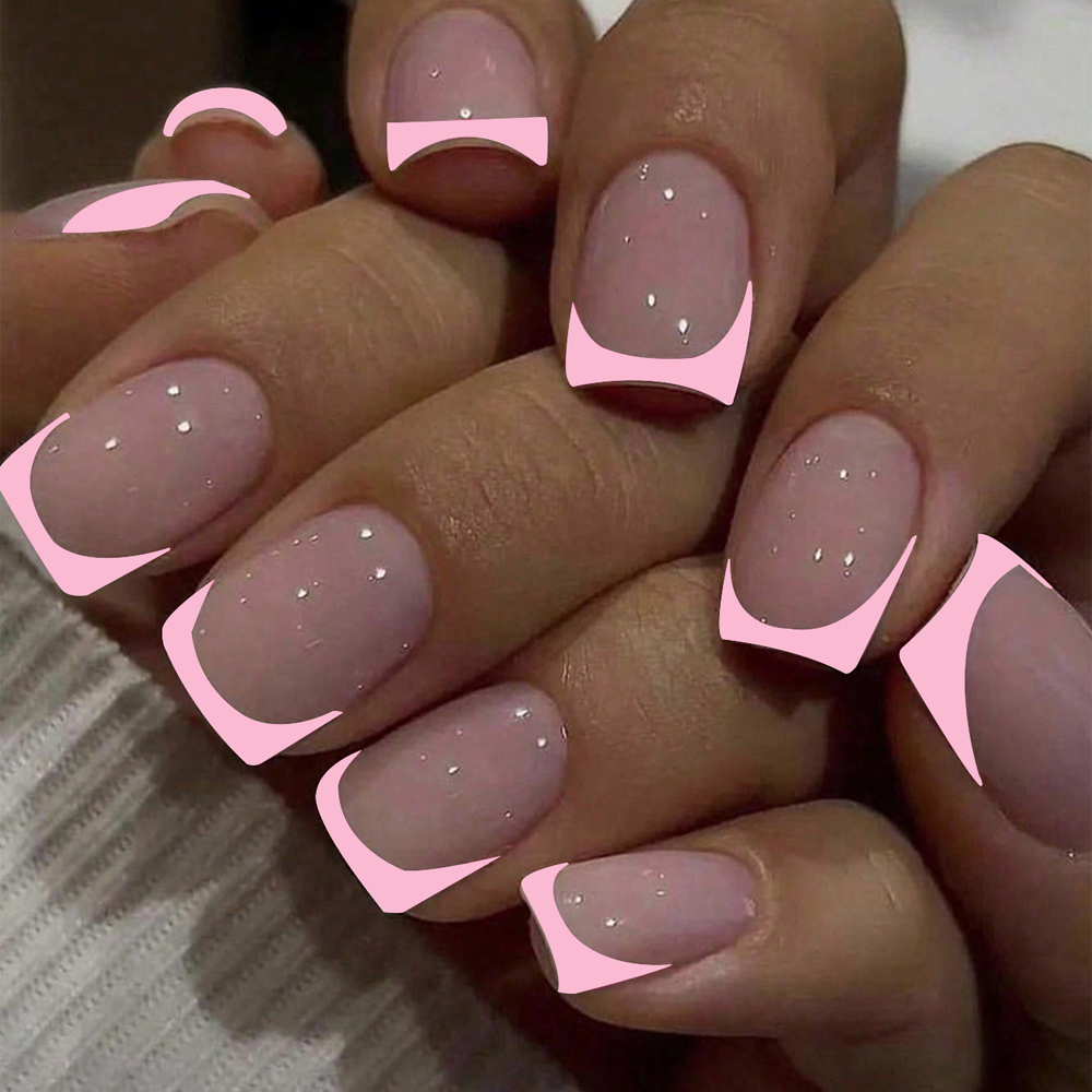 24pcs Short Square Black Franc - Nail Art France ulasan dan harga