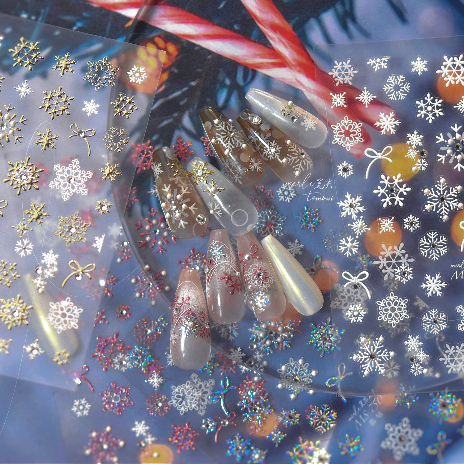 Luxury Xmas Crystal Diamond Na - Nail Art Xmas Stickers ulasan dan harga