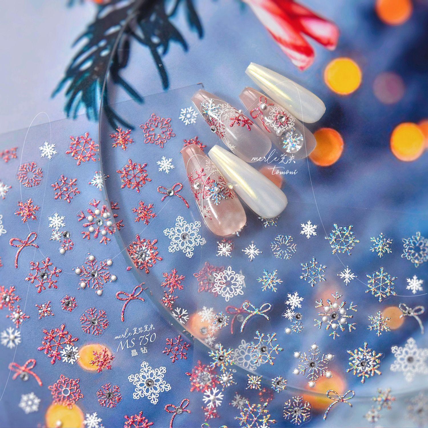Luxury Xmas Crystal Diamond Na - Nail Art Xmas Stickers ulasan dan harga