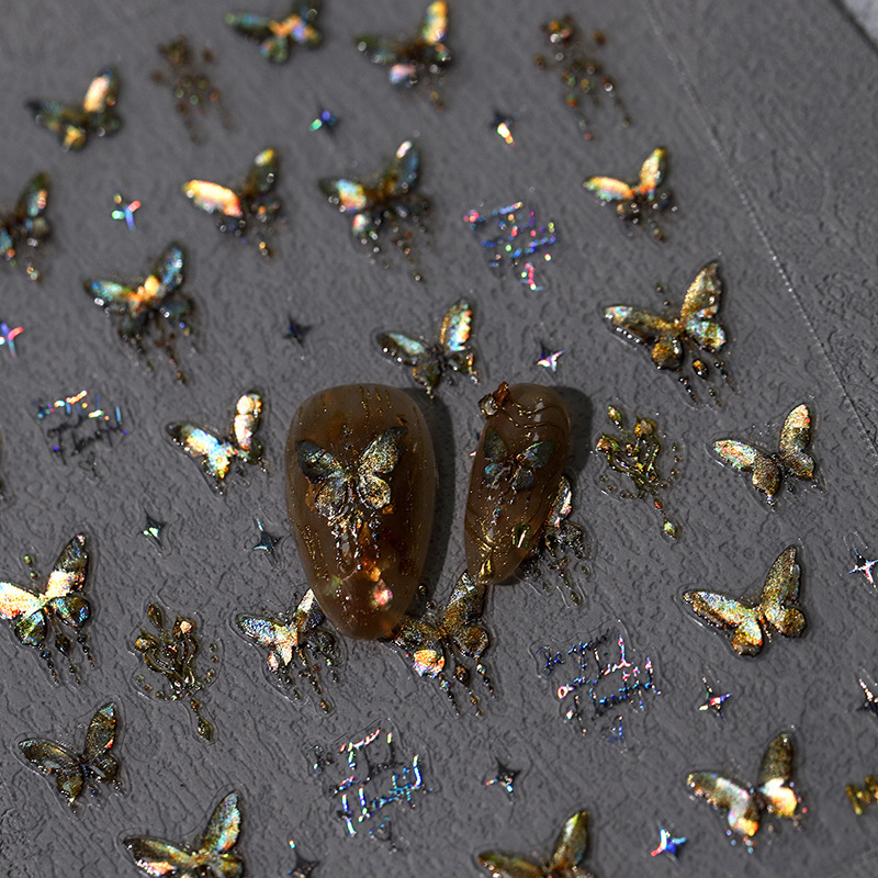 5D Relief Glitter Gold Laser B - Nail Art Van Gogh ulasan dan harga