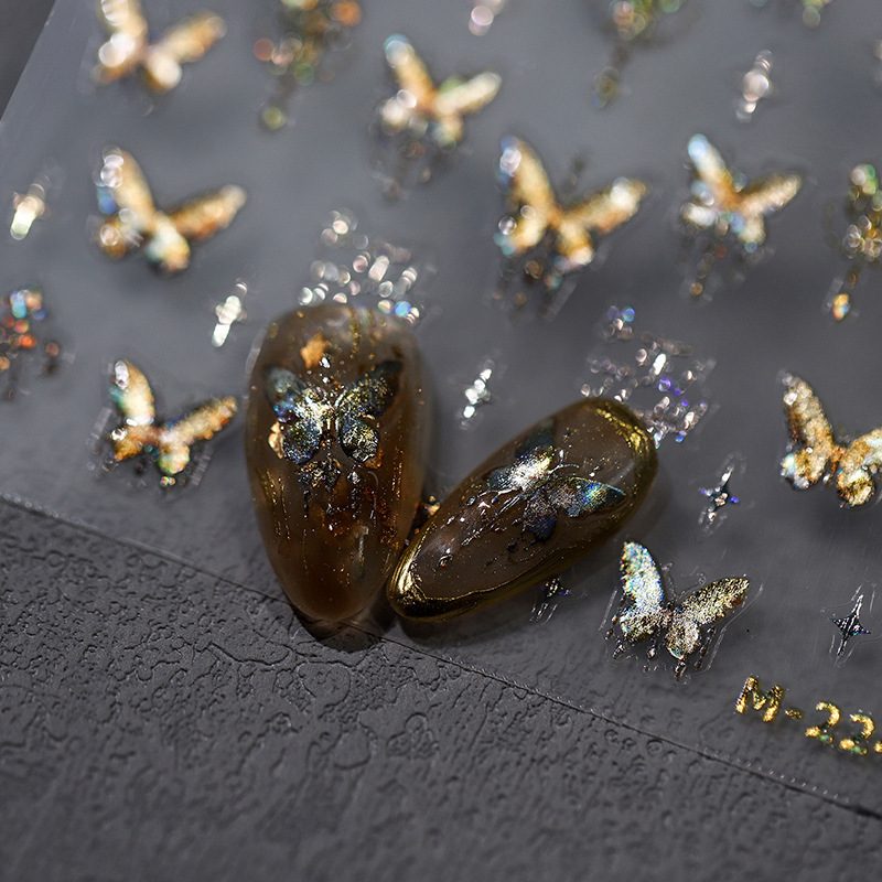 5D Relief Glitter Gold Laser B - Nail Art Van Gogh ulasan dan harga